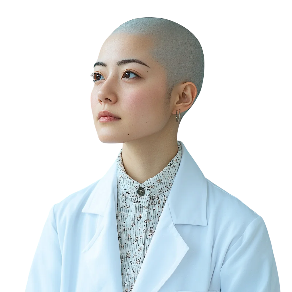 Female Doctor in Lab Coat Profile View Free PNG