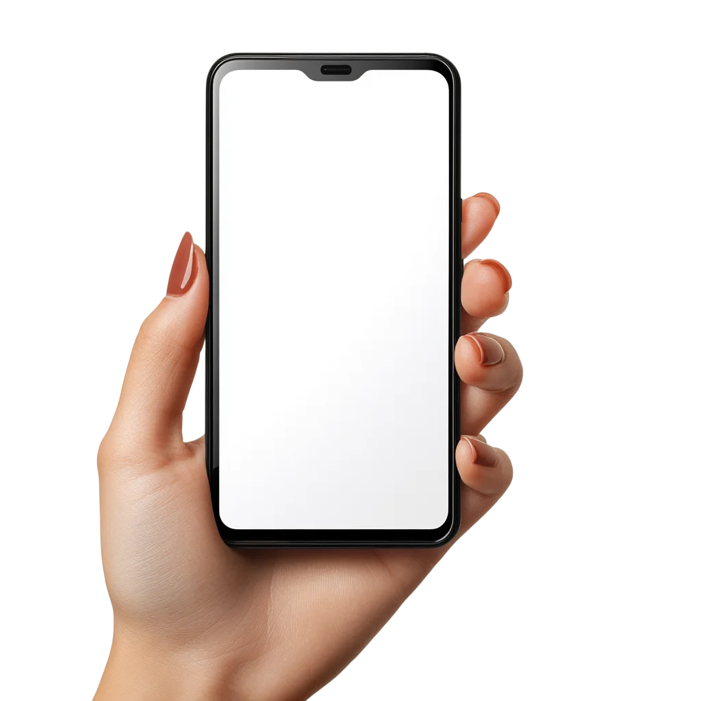 Hand Holding Smartphone with Blank Screen Free PNG