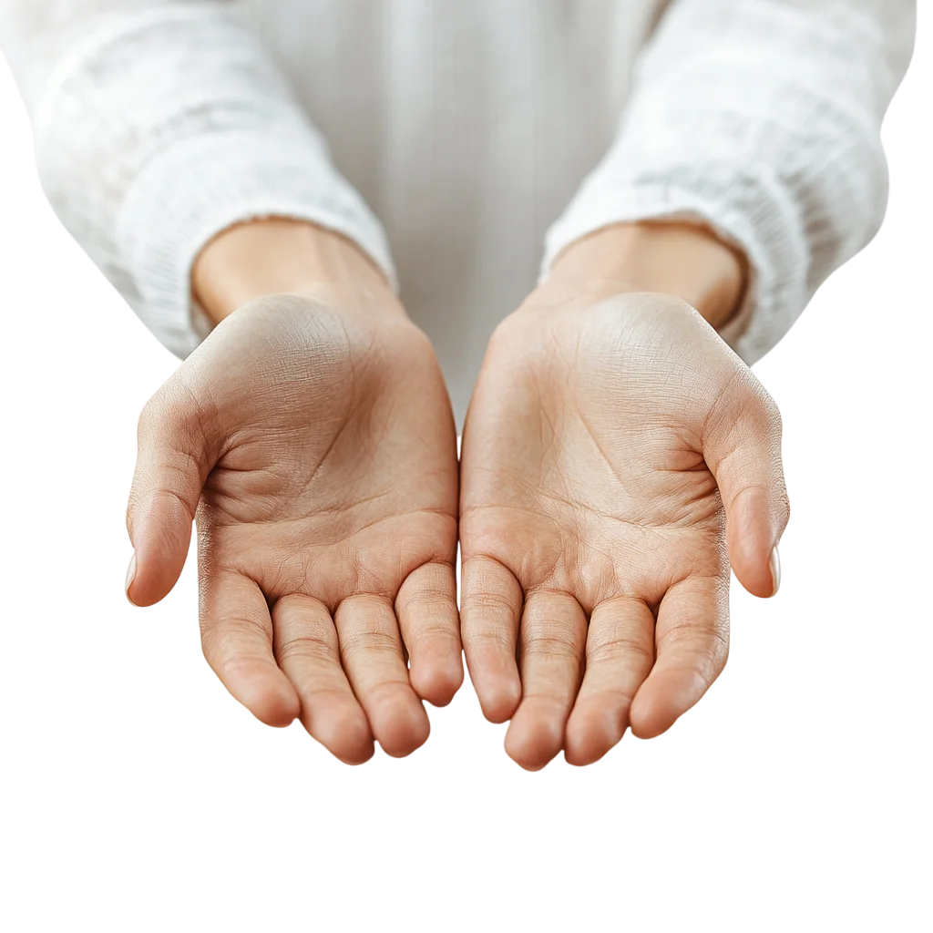 Open Cupped Hands in White Sleeves Free PNG