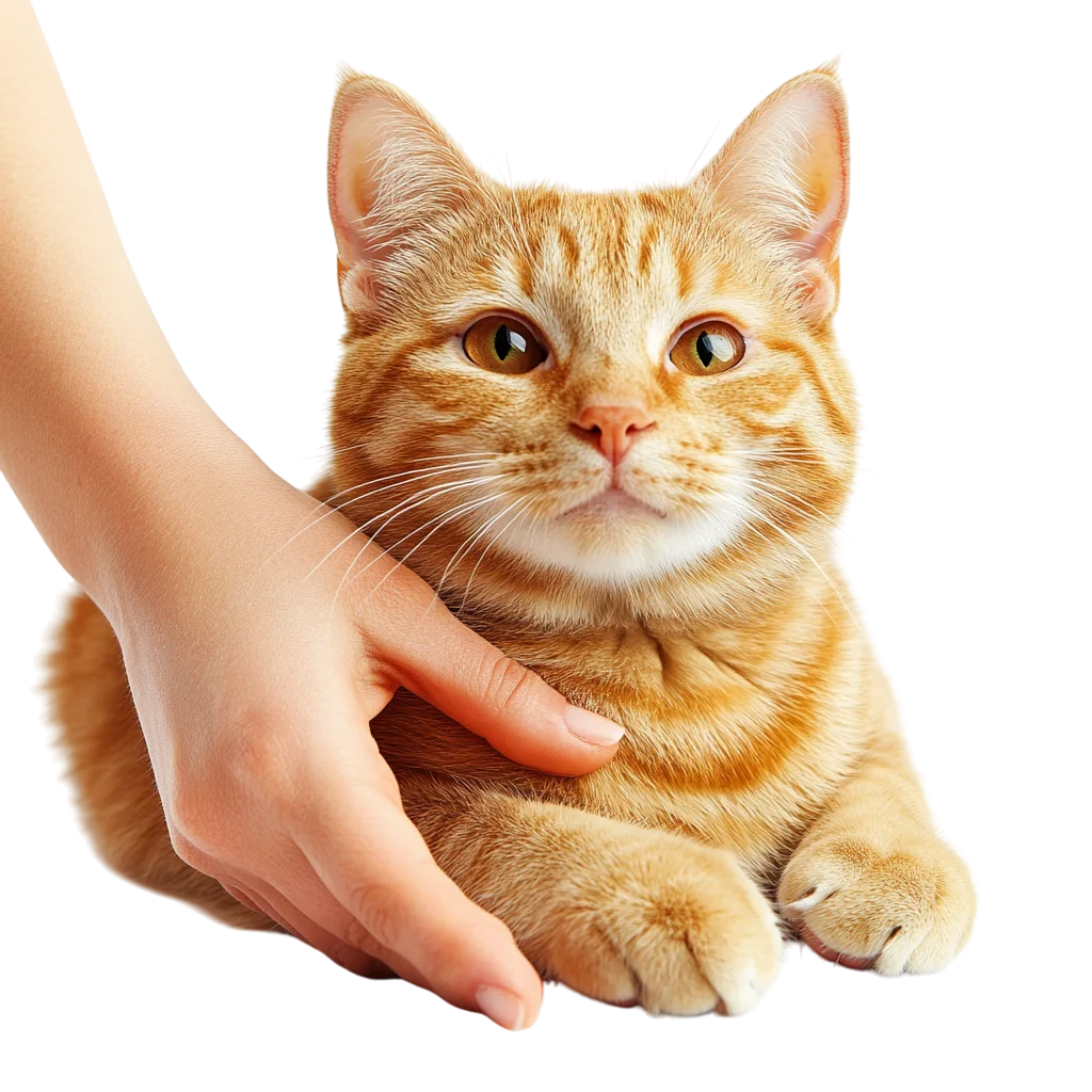 Free PNG of an Orange Tabby Cat Held in a Hand