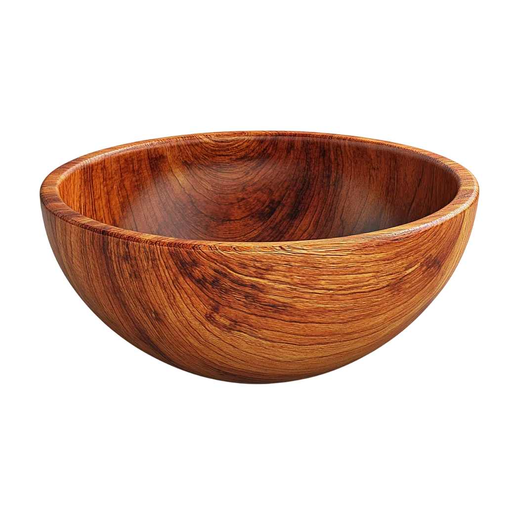 Handcrafted Wooden Bowl with Rich Grain – Free PNG