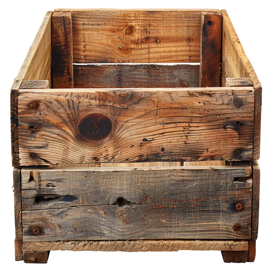 Weathered Open Wooden Crate Free PNG