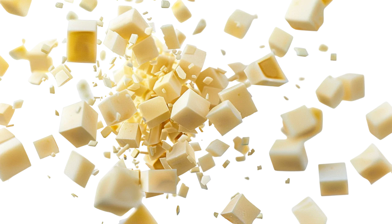 Flying Butter Cubes in a Dynamic Burst Free PNG