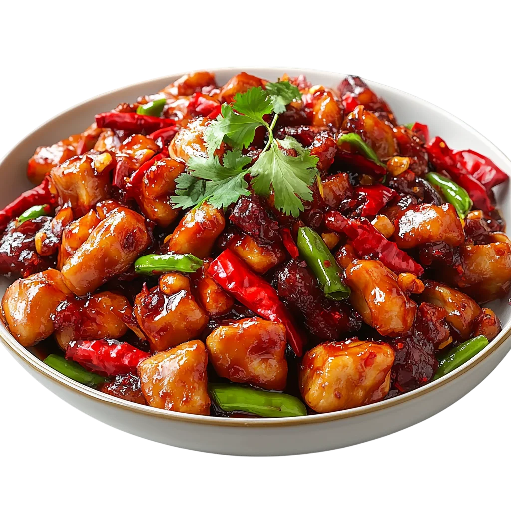 Spicy Stir-Fried Chicken with Chilies in a Bowl Free PNG