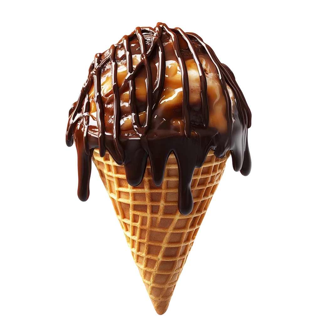 Chocolate-Drizzled Ice Cream Cone Free PNG