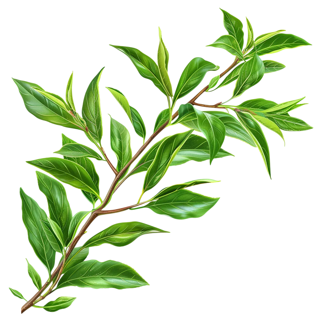 Glossy Green Leafy Branch Free PNG