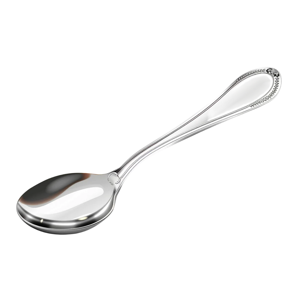 Ornate Silver Spoon with Engraved Handle Free PNG