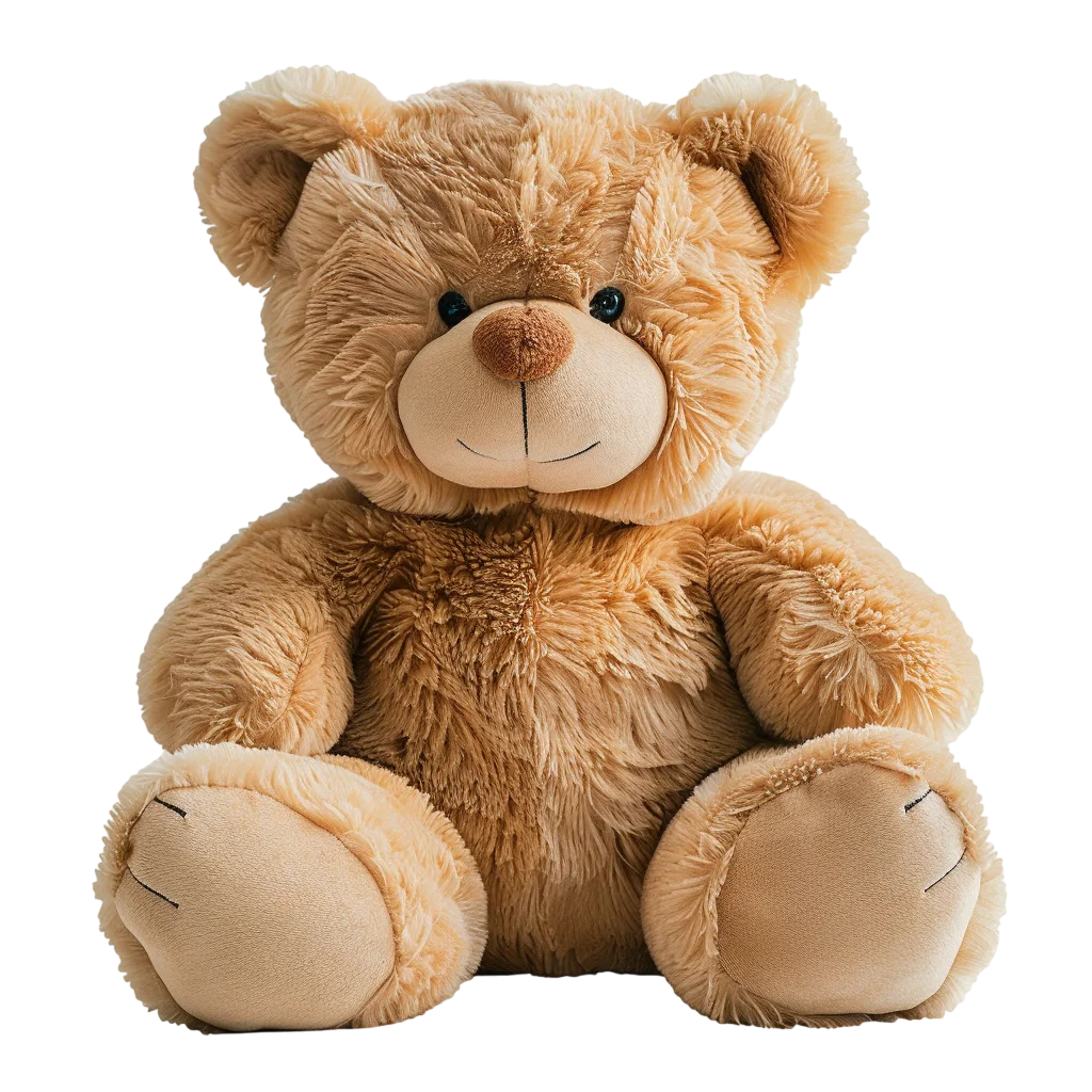 Seated Honey-Brown Teddy Bear Plush Toy Free PNG