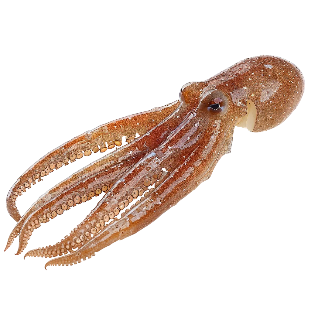 Speckled Brown Octopus with Extended Tentacles Free PNG