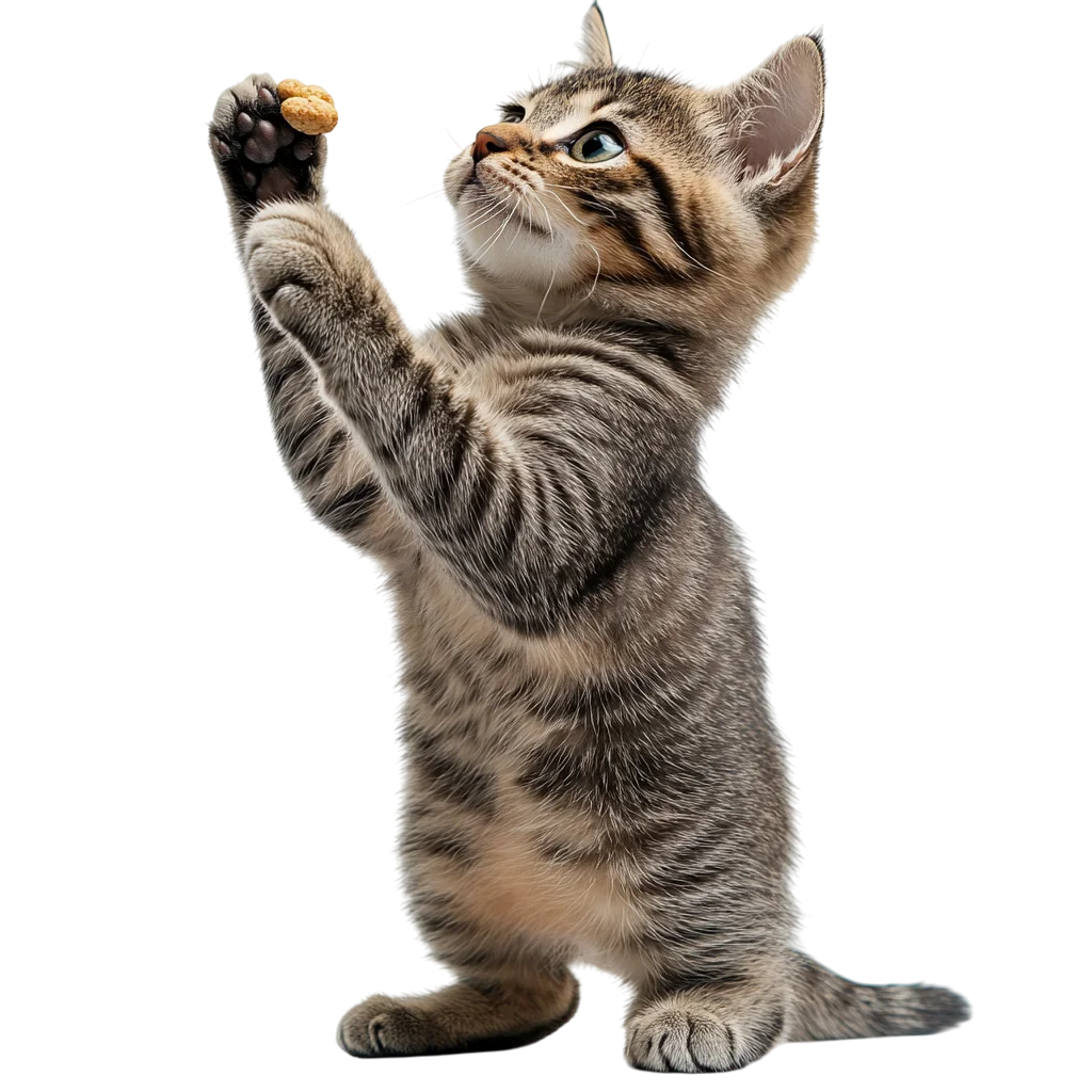 Tabby Kitten Reaching for a Treat Free PNG