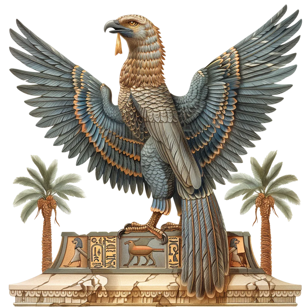 Ancient Egyptian Falcon with Spread Wings Free PNG