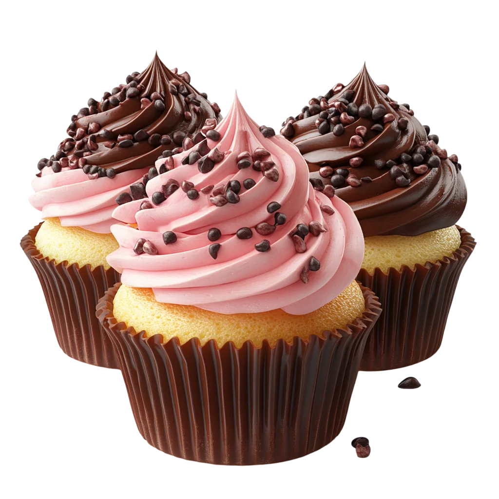 Pink and Chocolate Frosted Cupcakes Free PNG