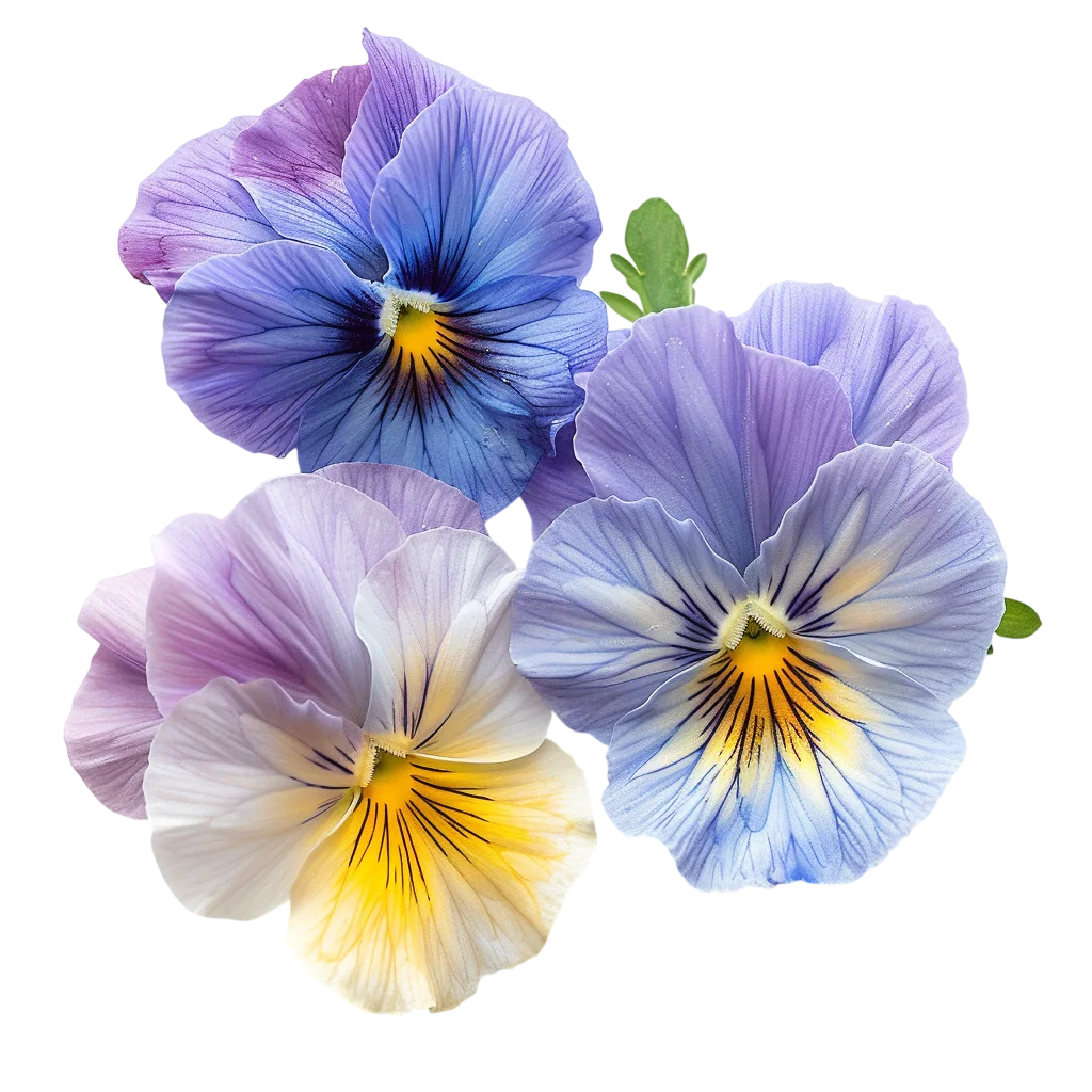 Blue, Violet, and Yellow Pansy Flowers | Free PNG