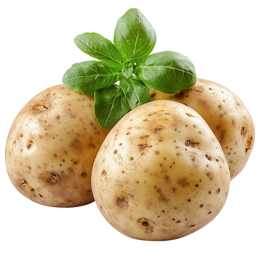 Three Potatoes with Green Basil | Free PNG
