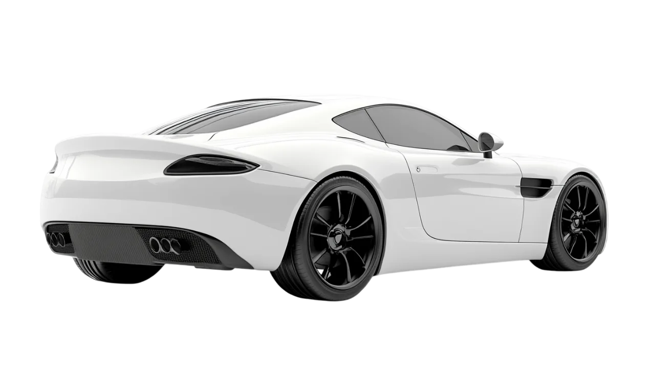 White Sports Car Rear Three-Quarter View Free PNG