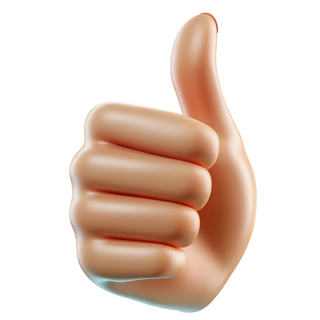 3D Thumbs-Up Hand Gesture Free PNG