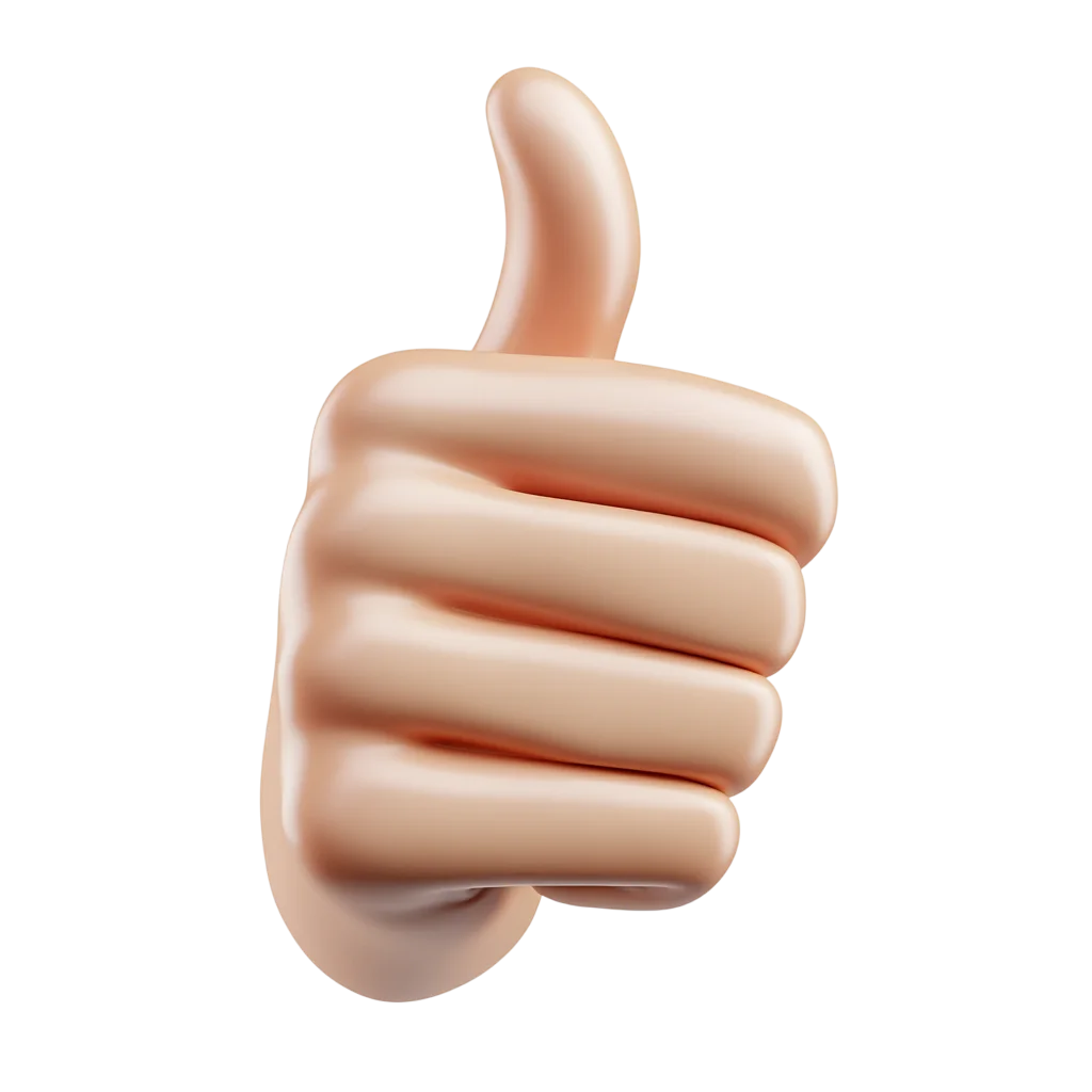 3D Thumbs-Up Hand Gesture Free PNG