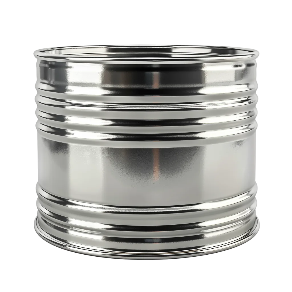 Polished Silver Metal Cylinder with Ribbed Rims Free PNG