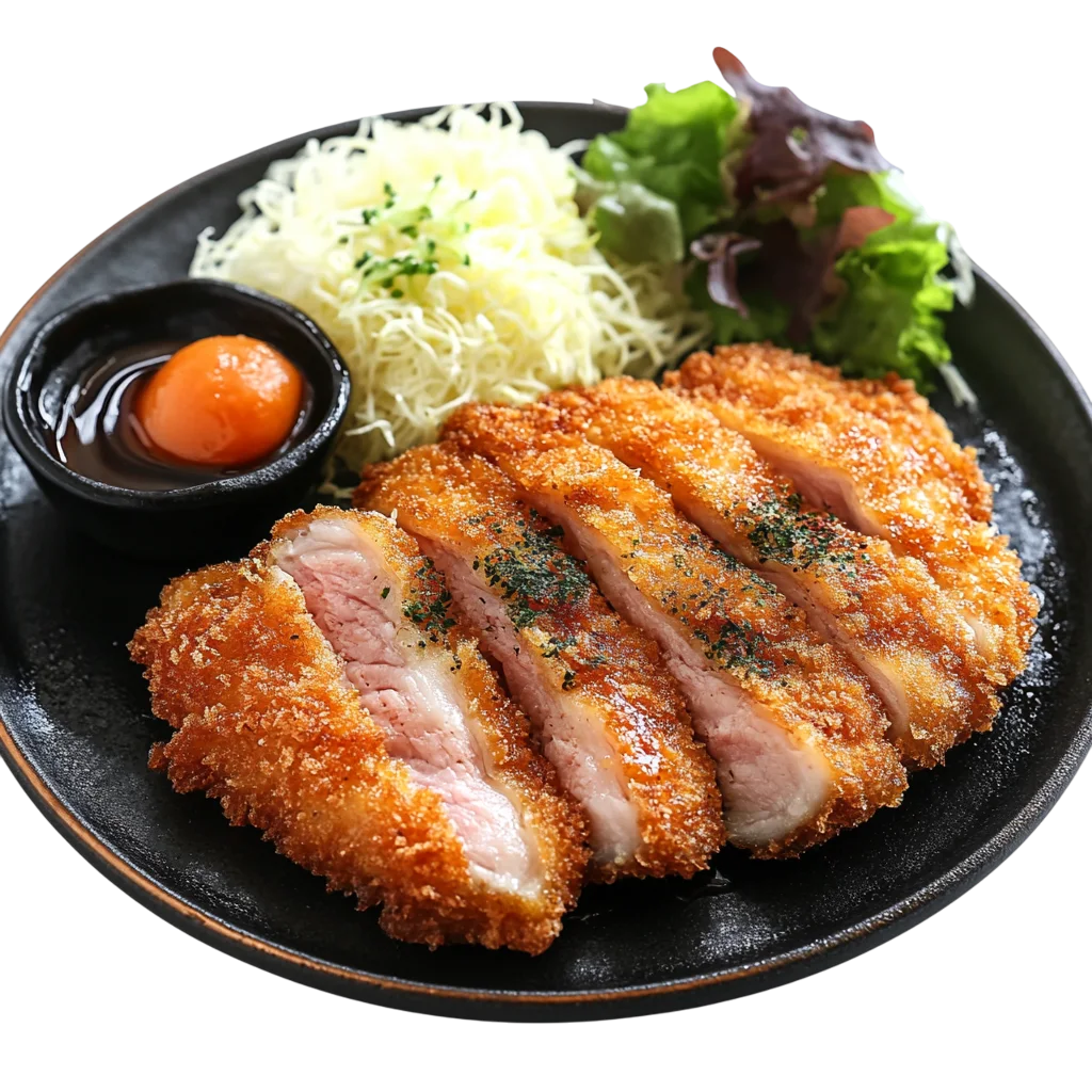 Sliced Tonkatsu Pork Cutlet with Cabbage - Free PNG