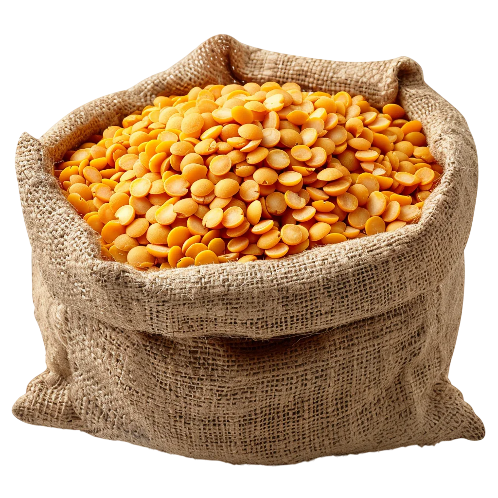 Burlap Sack Filled with Orange Lentils Free PNG