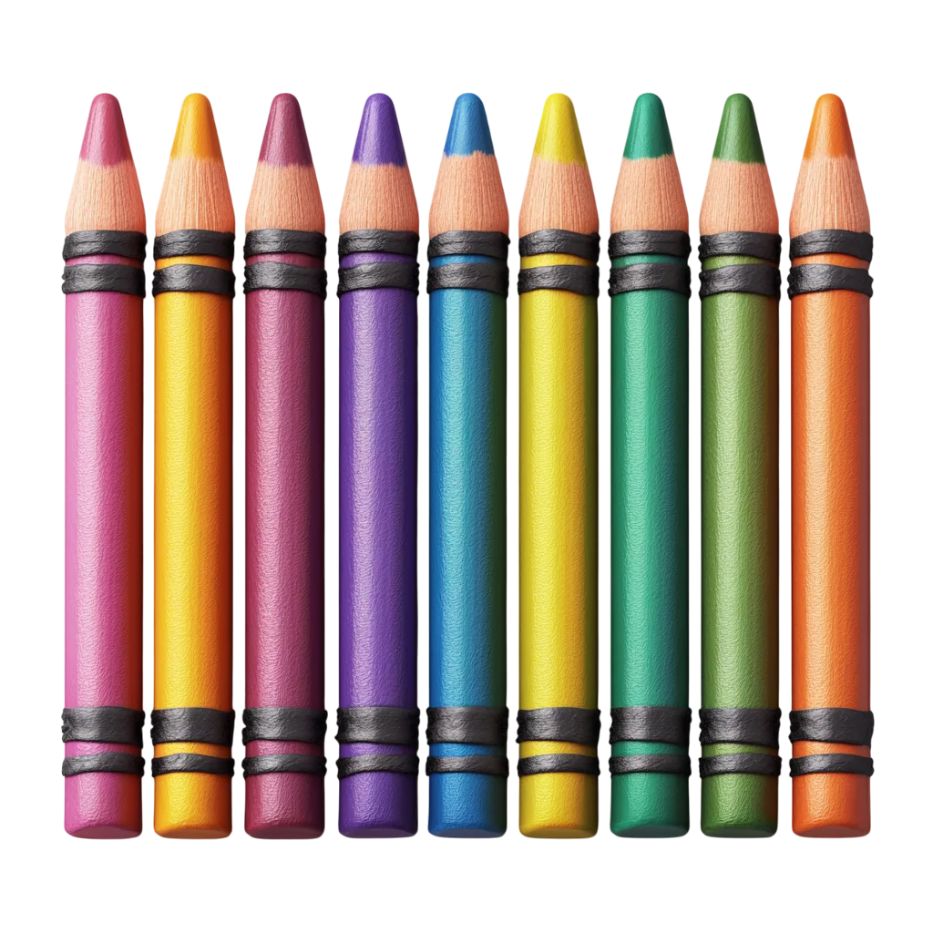Colorful Upright Colored Pencils on Black Background | Free PNG