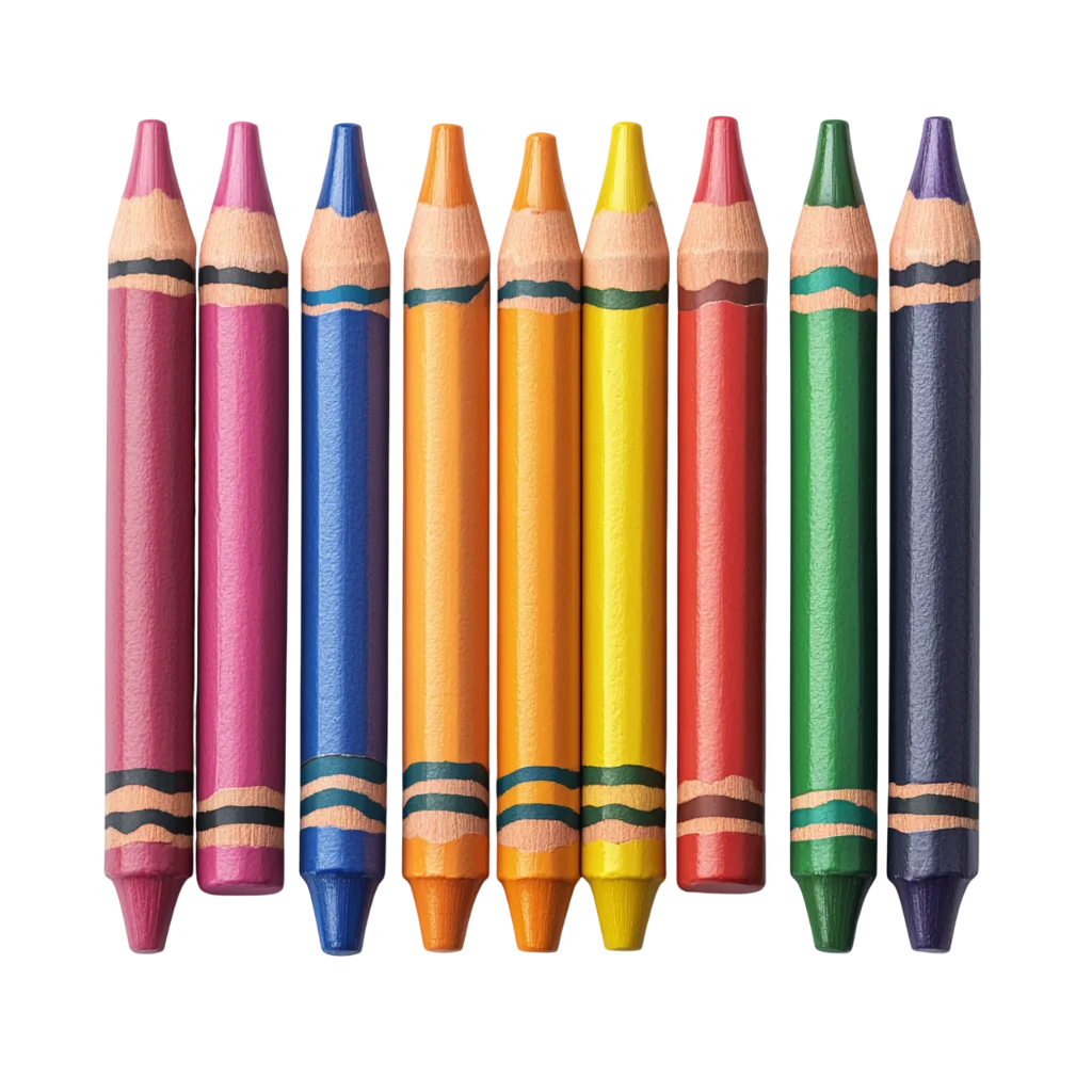 Row of Colorful Double-Pointed Pencils Free PNG