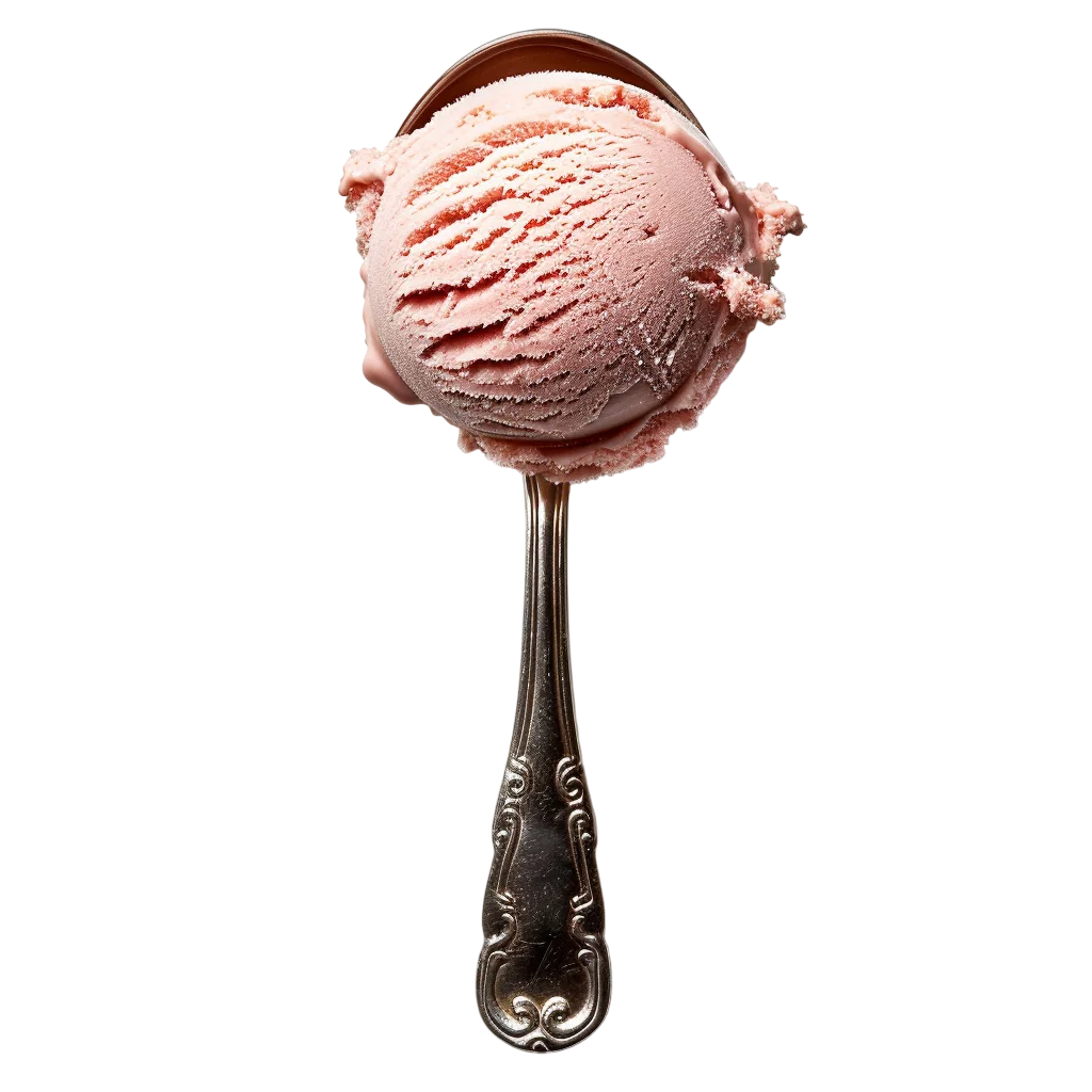 Pale Pink Ice Cream Scoop on Ornate Spoon Free PNG