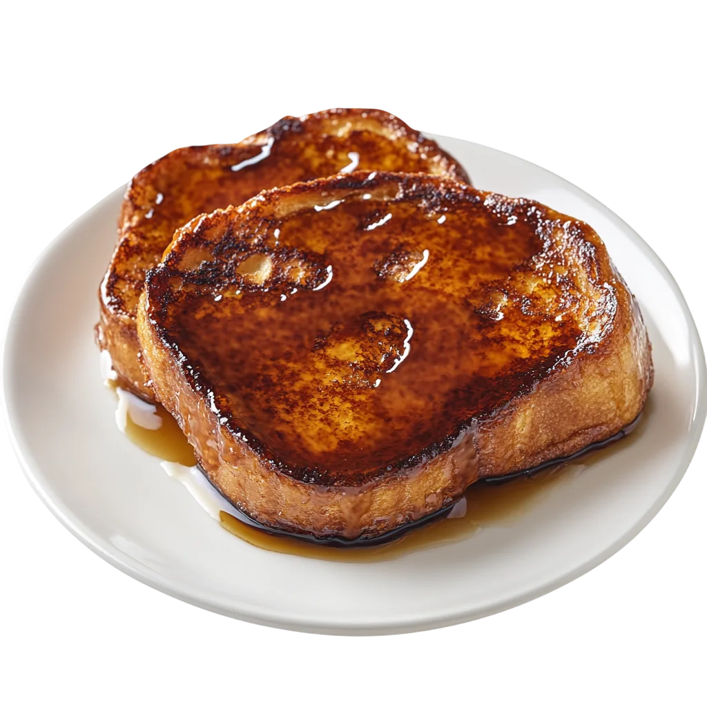 Syrup-Glazed French Toast on a White Plate Free PNG