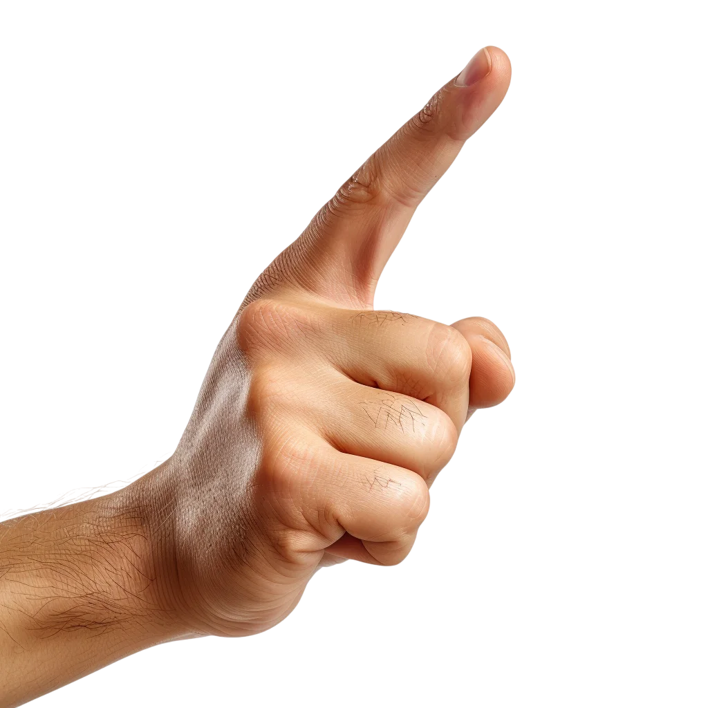 Raised Index Finger Hand Gesture Free PNG