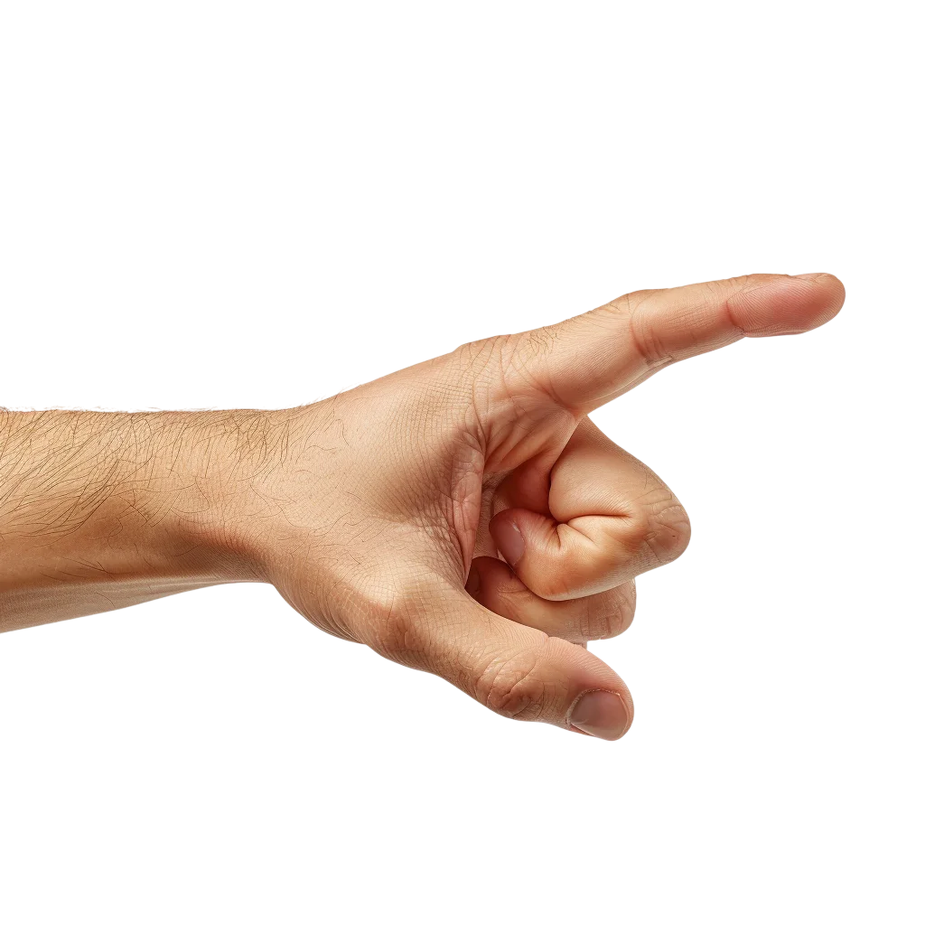 Realistic Finger-Gun Hand Gesture on Black Background Free PNG