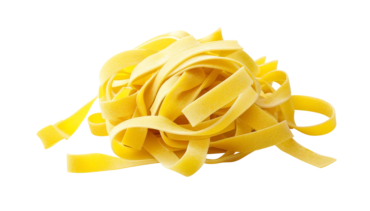 Golden Tagliatelle Pasta Ribbons on Black | Free PNG