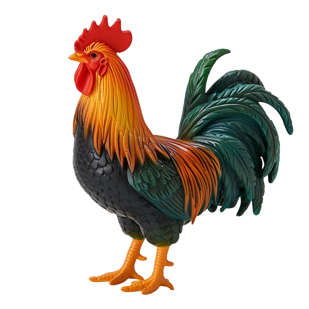 Sculptural Rooster Standing in Profile Free PNG
