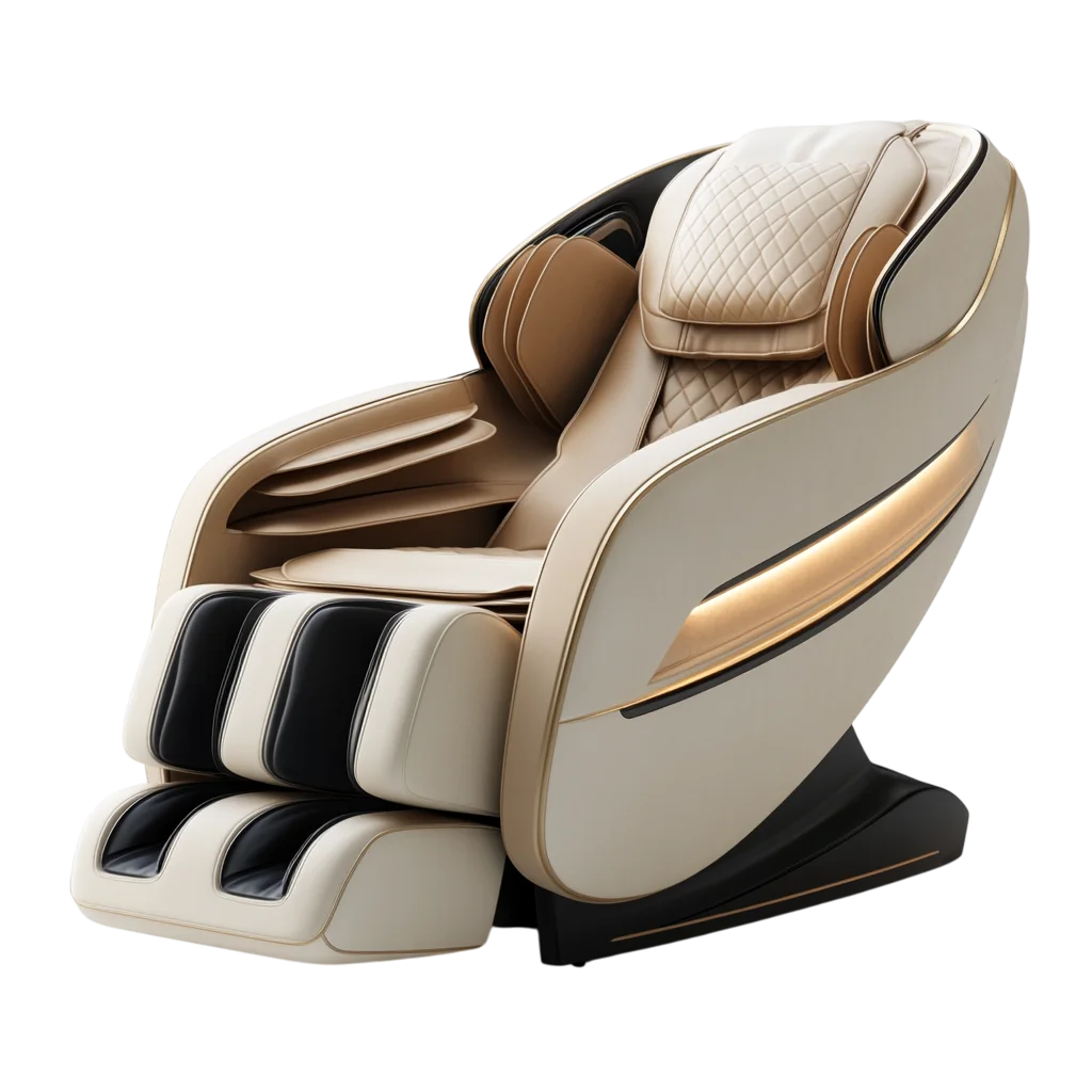 Cream and Tan Quilted Massage Chair Free PNG