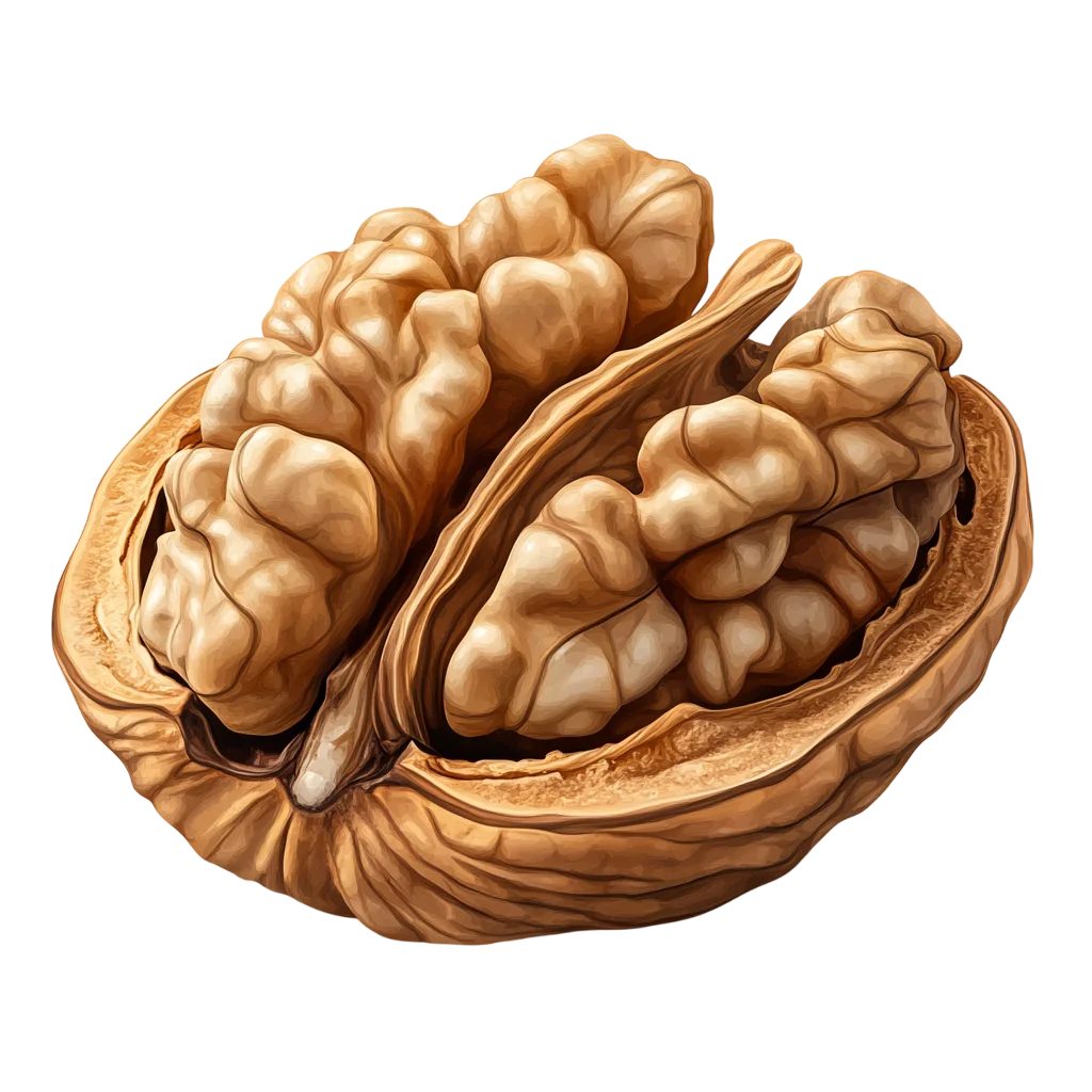 Open Walnut with Exposed Kernel Free PNG