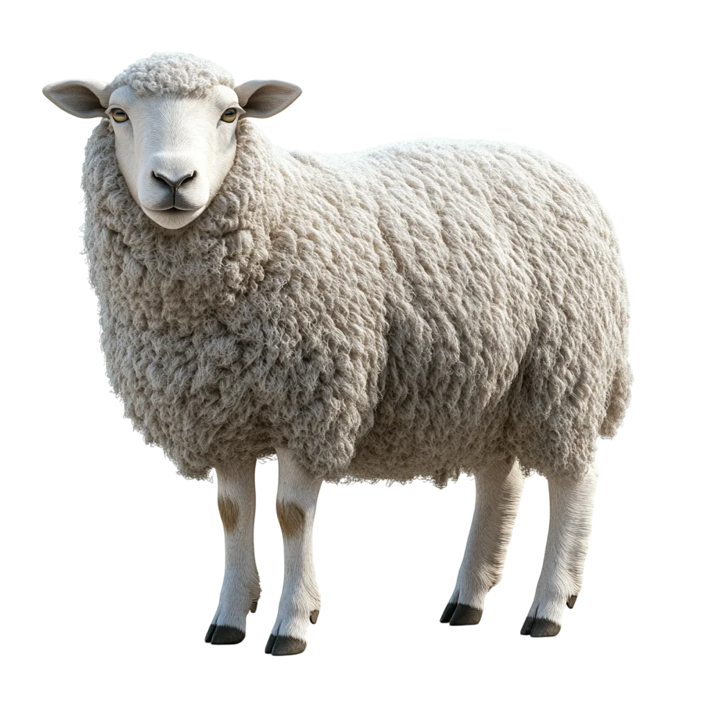 Fluffy White Sheep Standing, Free PNG