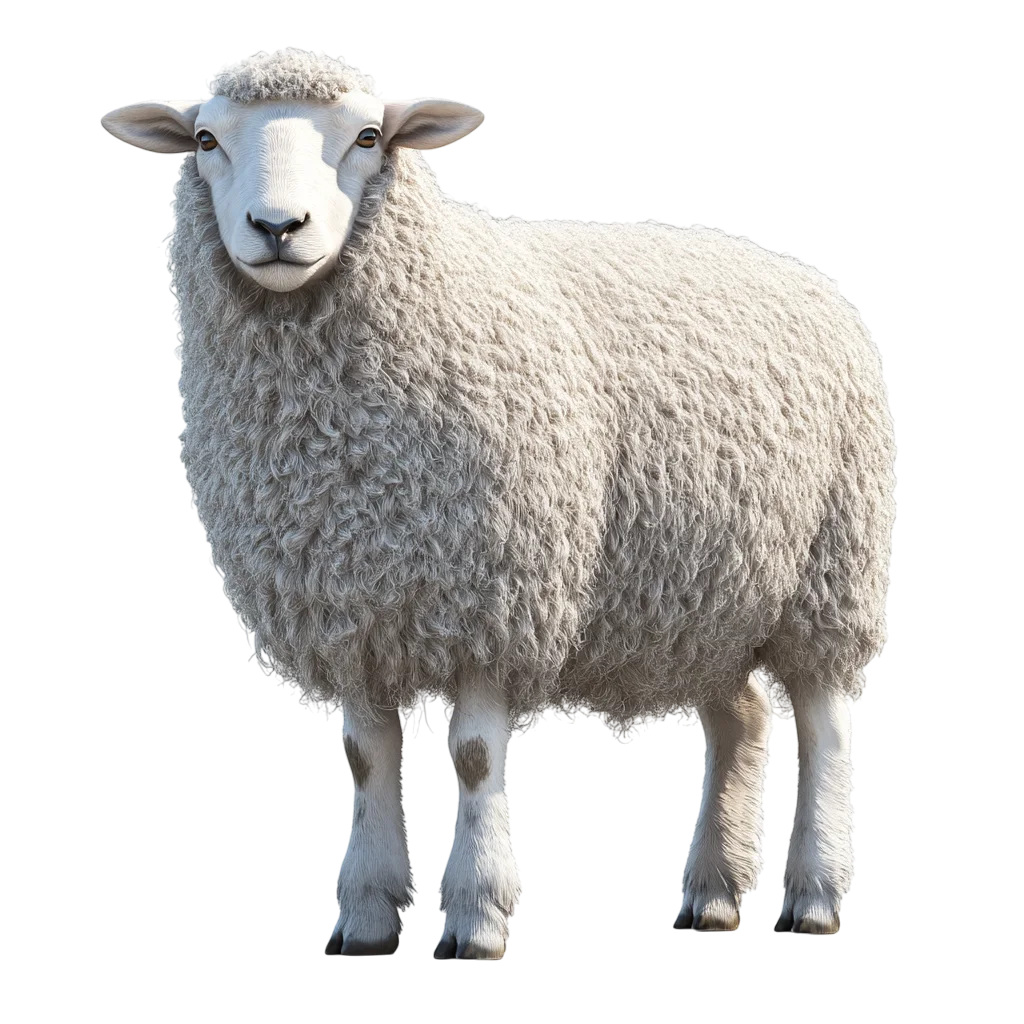 Fluffy White Sheep Standing, Free PNG