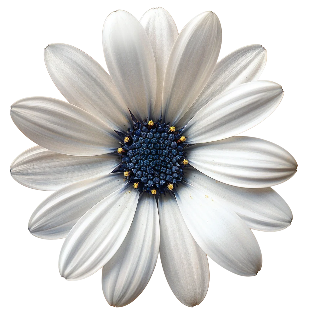 White Daisy with Deep Blue Center Free PNG