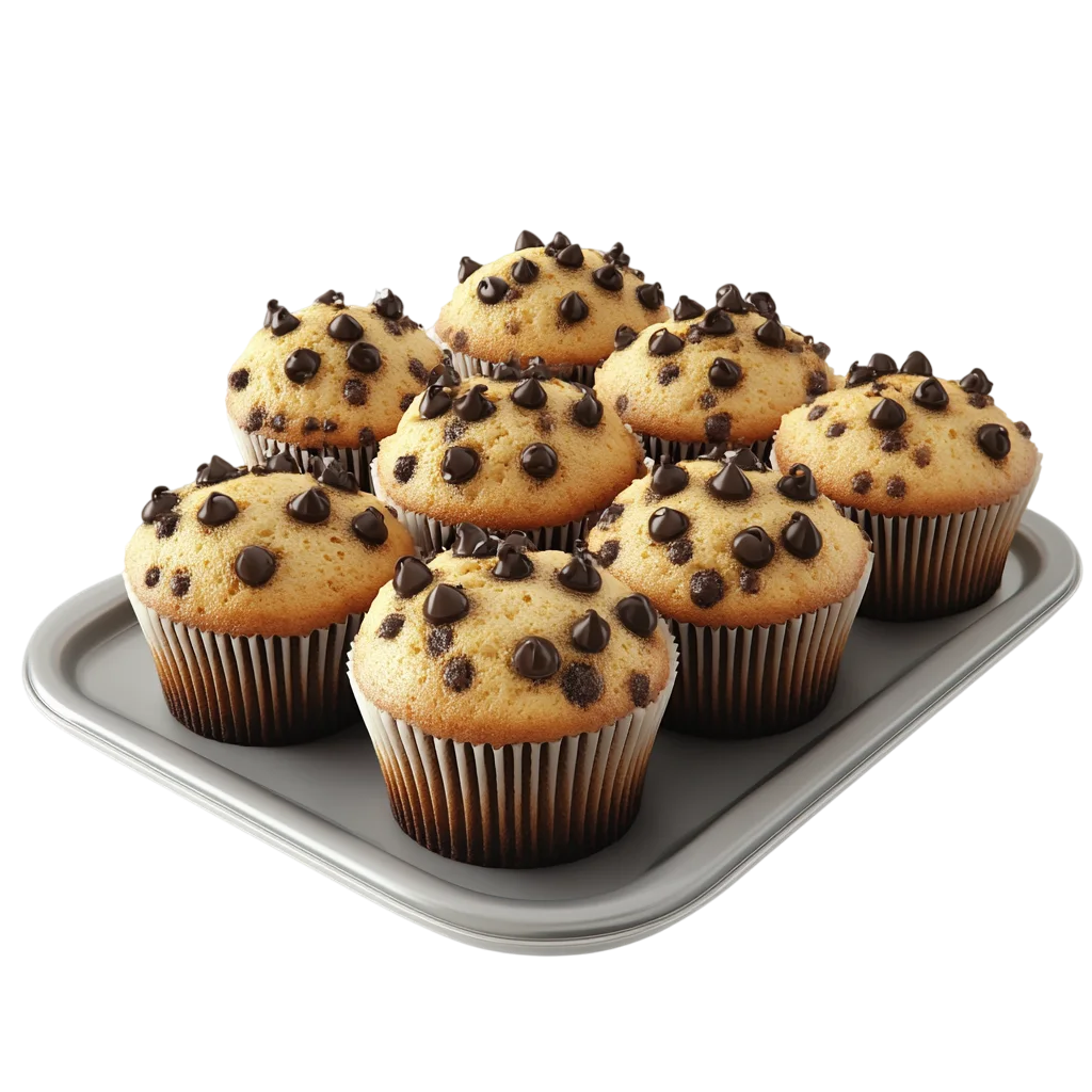 Chocolate Chip Muffins on a Tray Free PNG