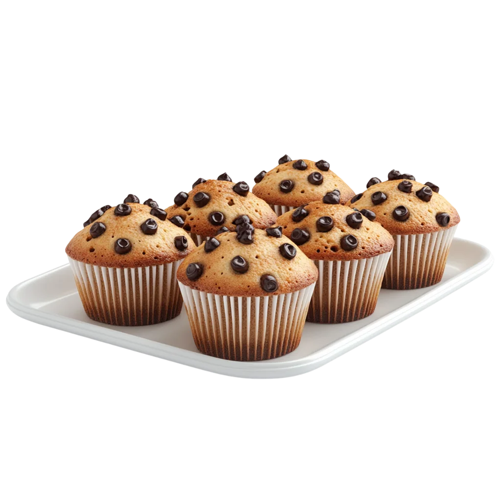 Chocolate Chip Muffins on a White Tray | Free PNG