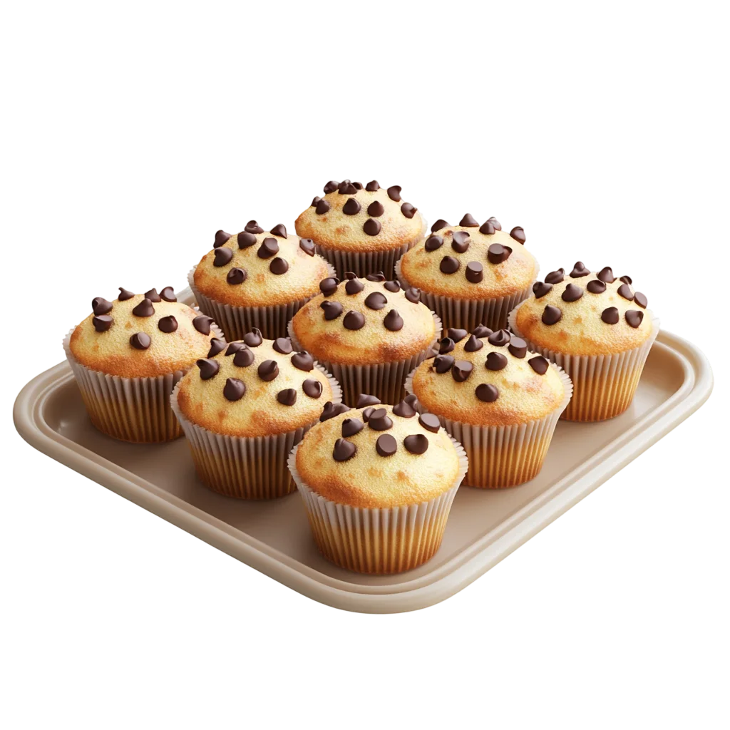 Chocolate Chip Muffins on a Tray Free PNG