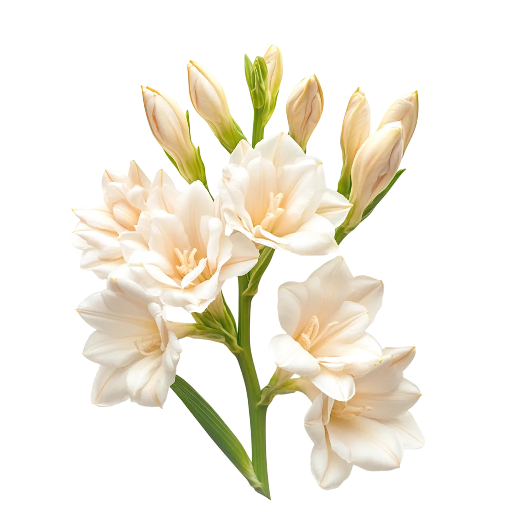 Creamy White Flowering Stem with Buds Free PNG