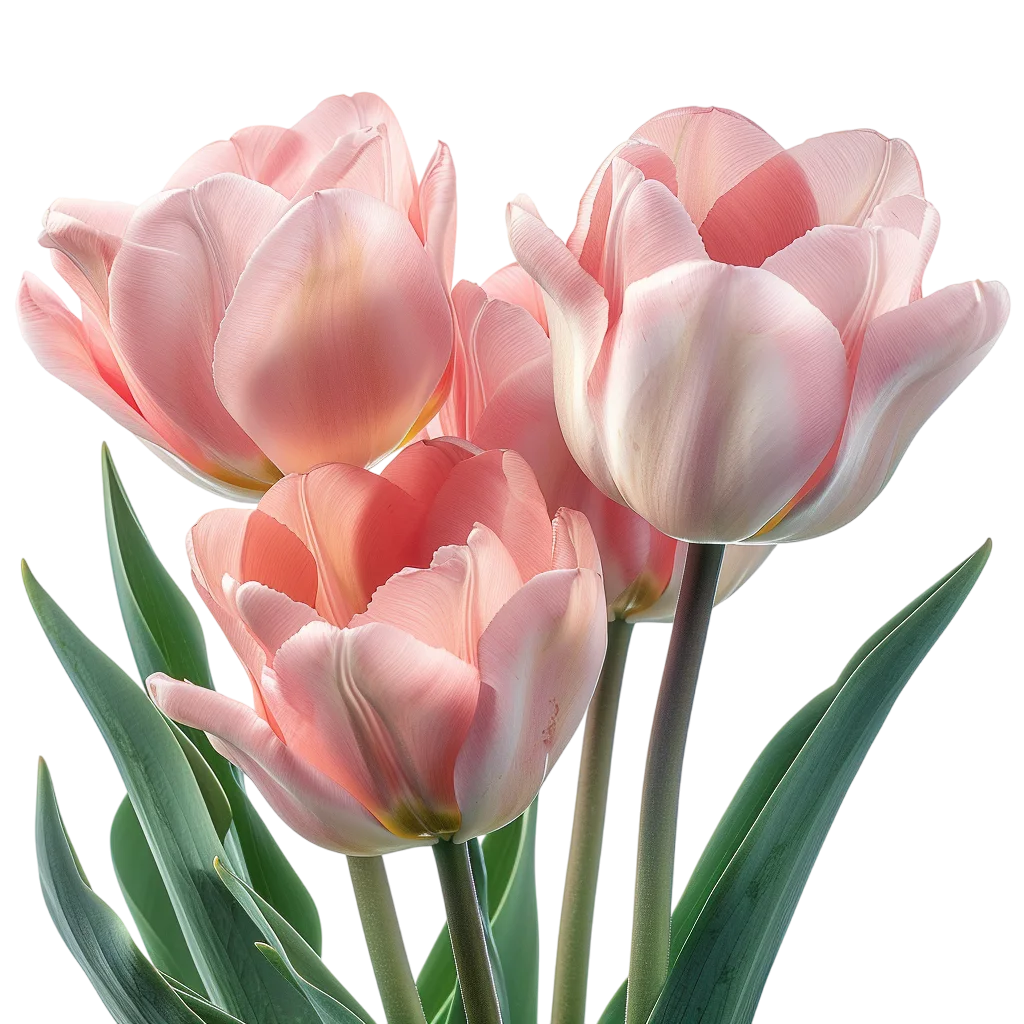 Three Soft Pink Tulips Bouquet Free PNG