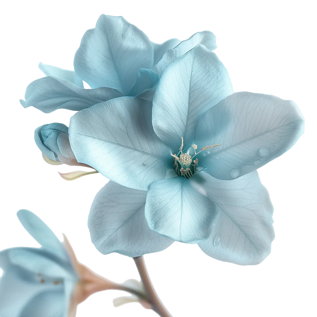 Pale Blue Flower Blossoms with Broad Petals – Free PNG