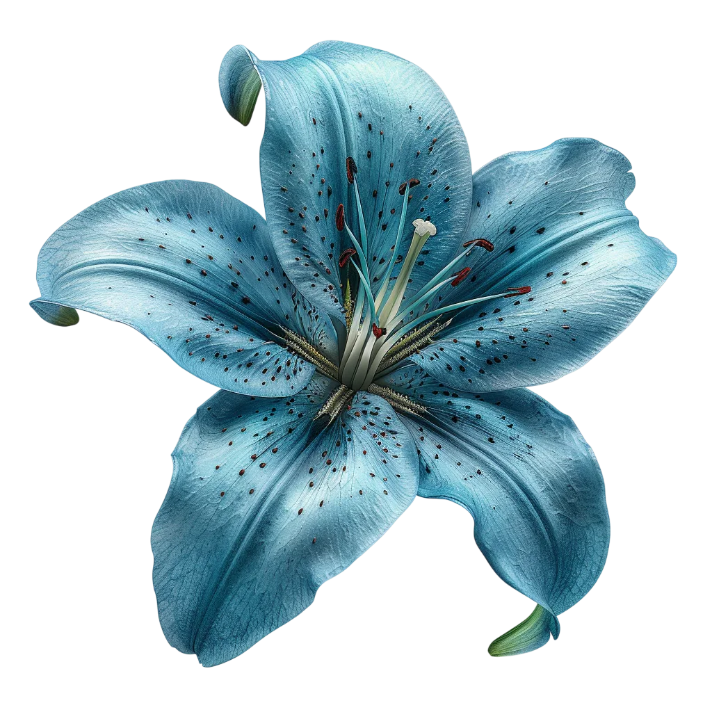 Detailed Blue Lily Flower Isolated on Transparent Background - Free PNG
