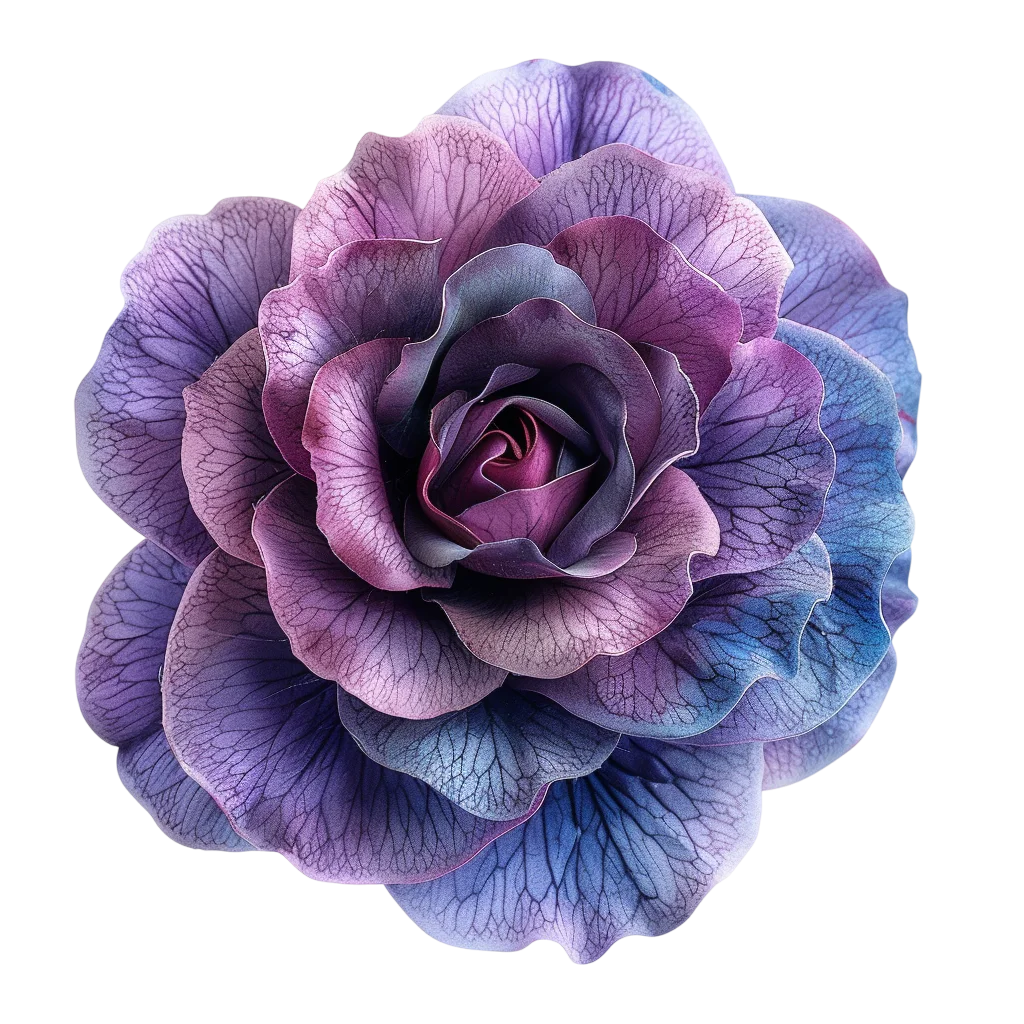 Intricate Purple and Blue Rose Flower Free PNG
