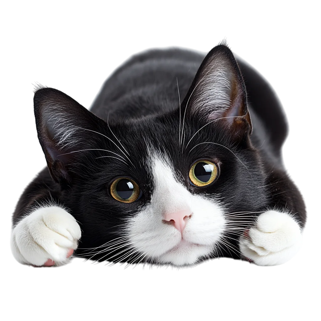 Curious Tuxedo Cat Peeking with Paws | Free PNG
