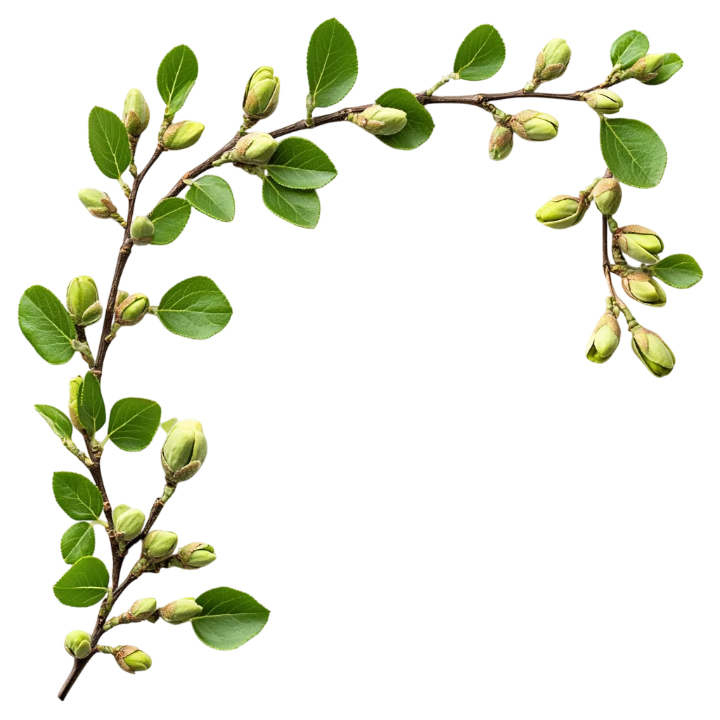 Leafy budding branch forming an open arch - Free PNG