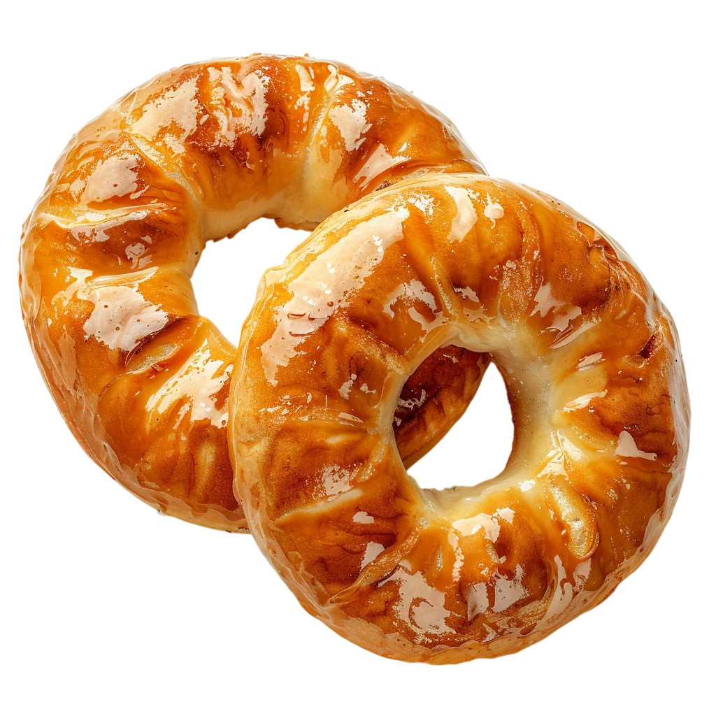 Two Glossy Golden Ring Pastries Free PNG