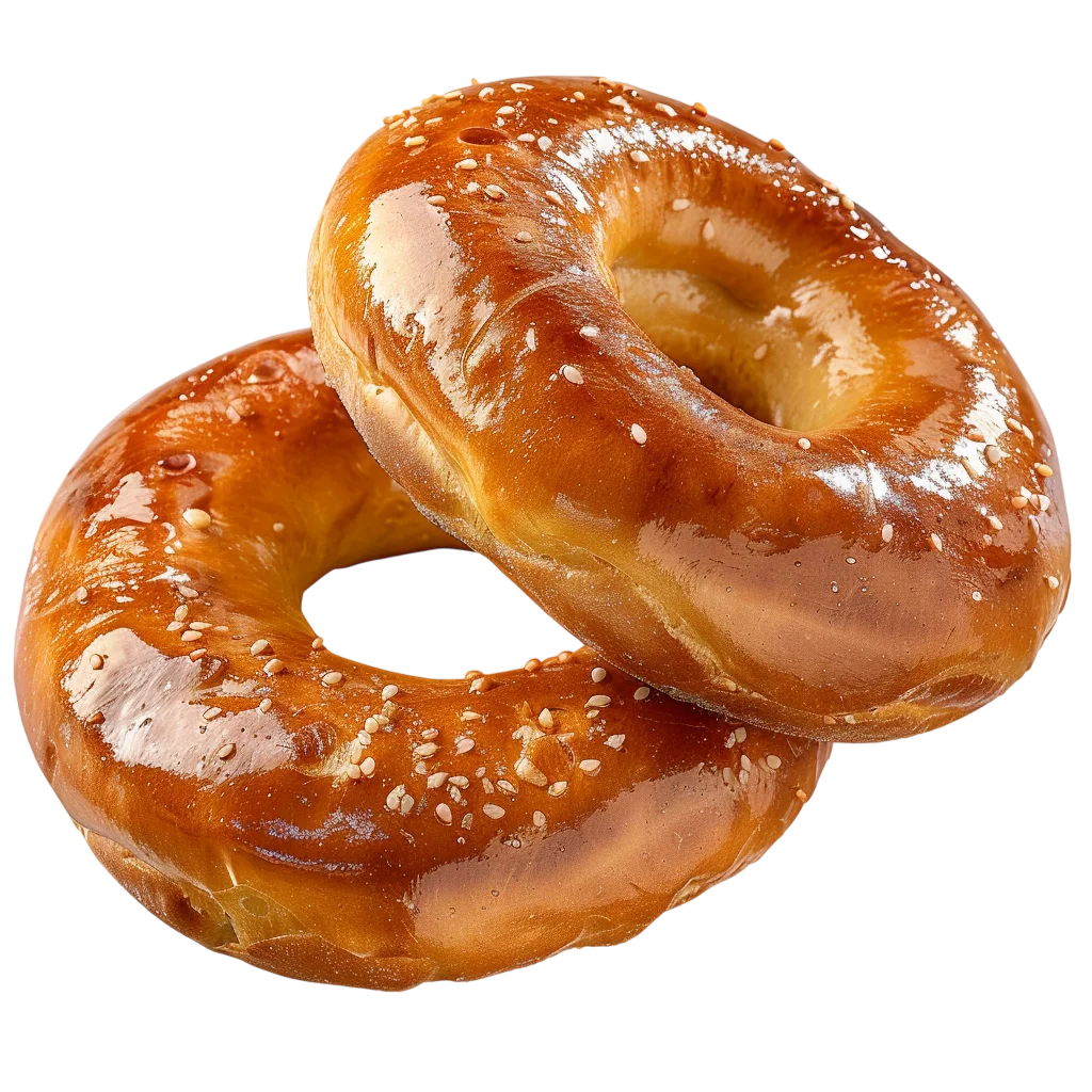 Two Glossy Sesame Bagels – Free PNG