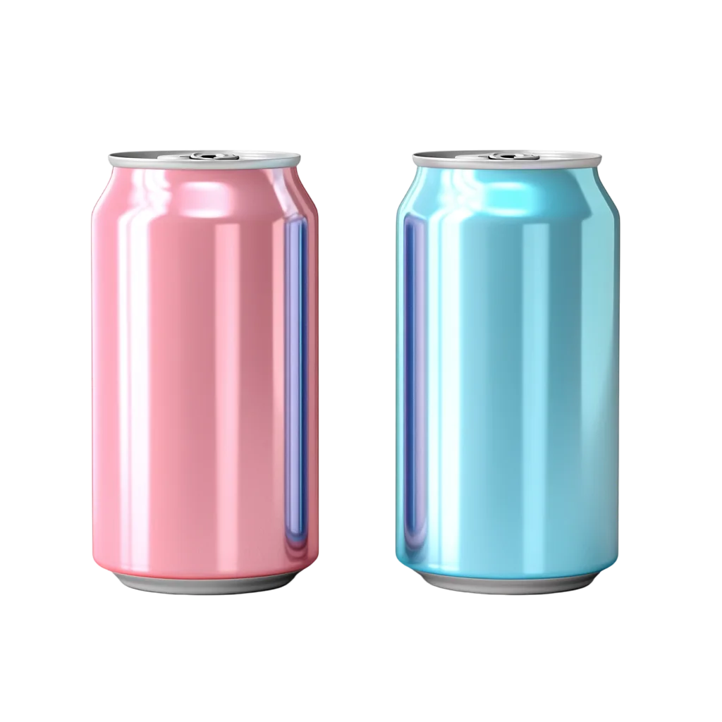 Pink and Cyan Beverage Cans Free PNG